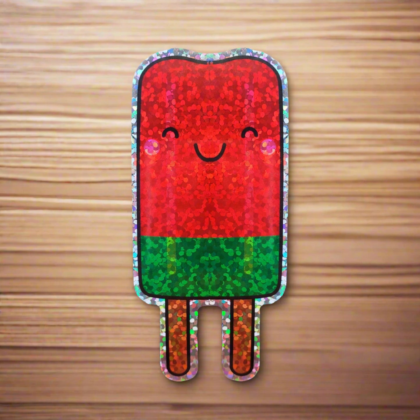 Watermelon Popsicle Shaped Holographic Sticker from Confetti Kitty, Only 2