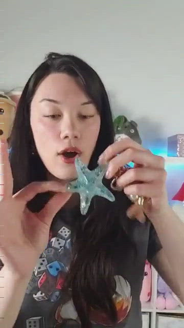 Blue Resin Starfish Tassel Charm Keychain