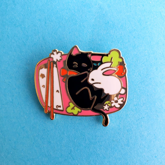 Bento Cat & Bunny Hard Enamel Pin from Confetti Kitty, Only 7.99