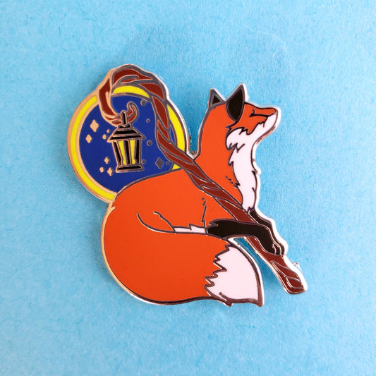 Fox with Lantern Staff Hard Enamel Pin from Confetti Kitty, Only 12.99