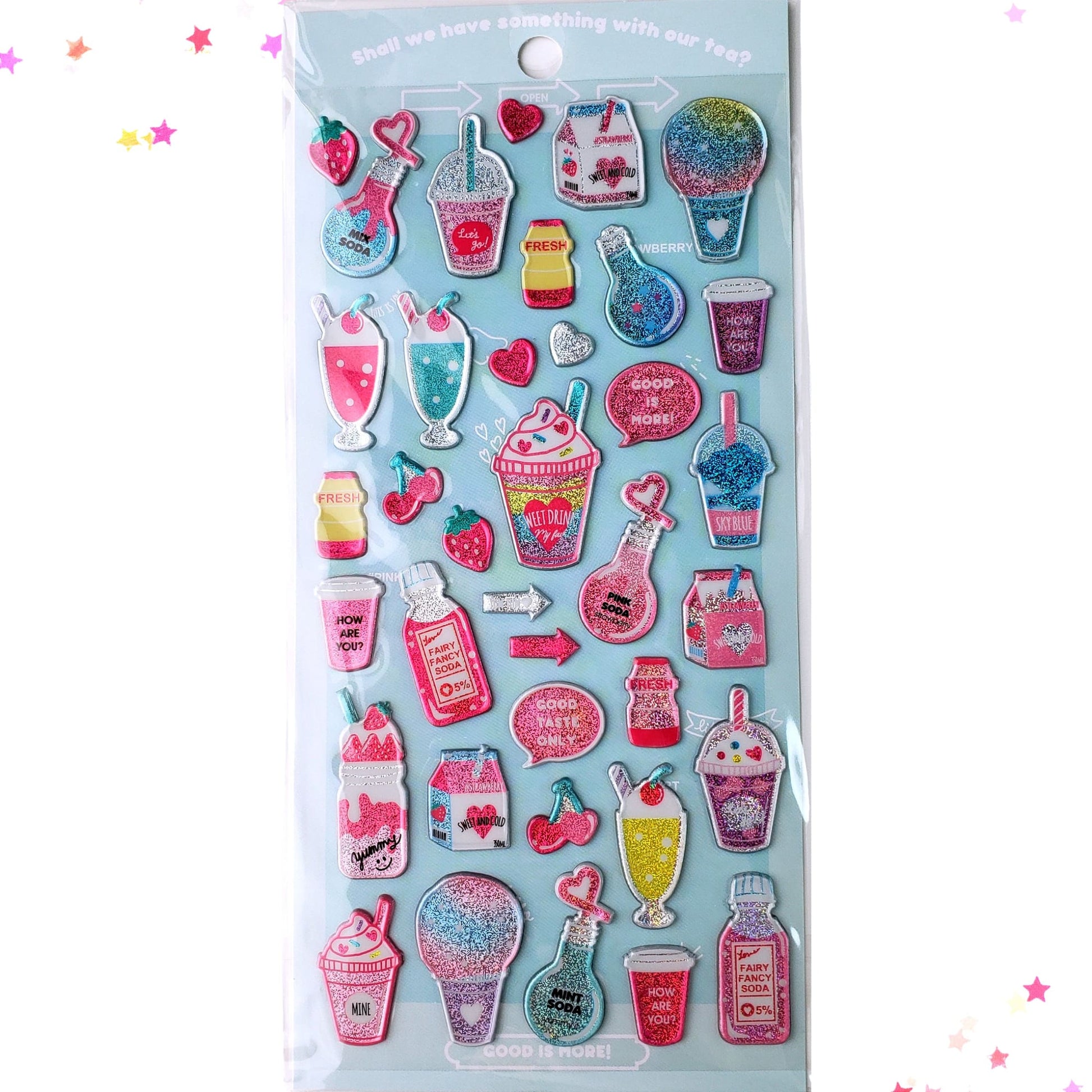 Premium Sticker - Glittery Sweet Drinks from Confetti Kitty, Only 7.99