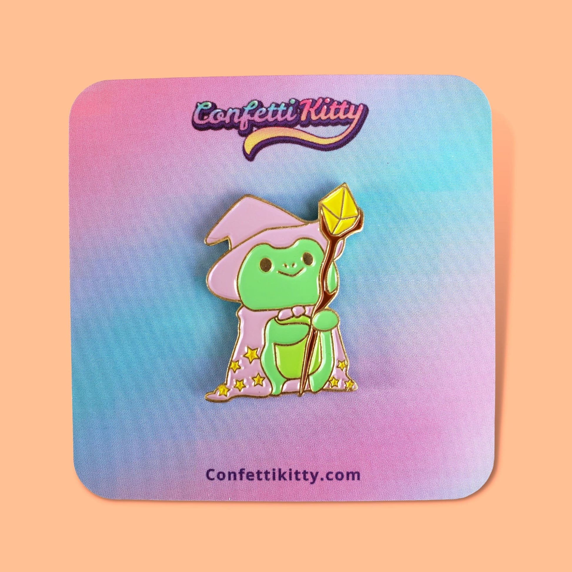 Green Wizard Frog Enamel Pin from Confetti Kitty, Only 7.99