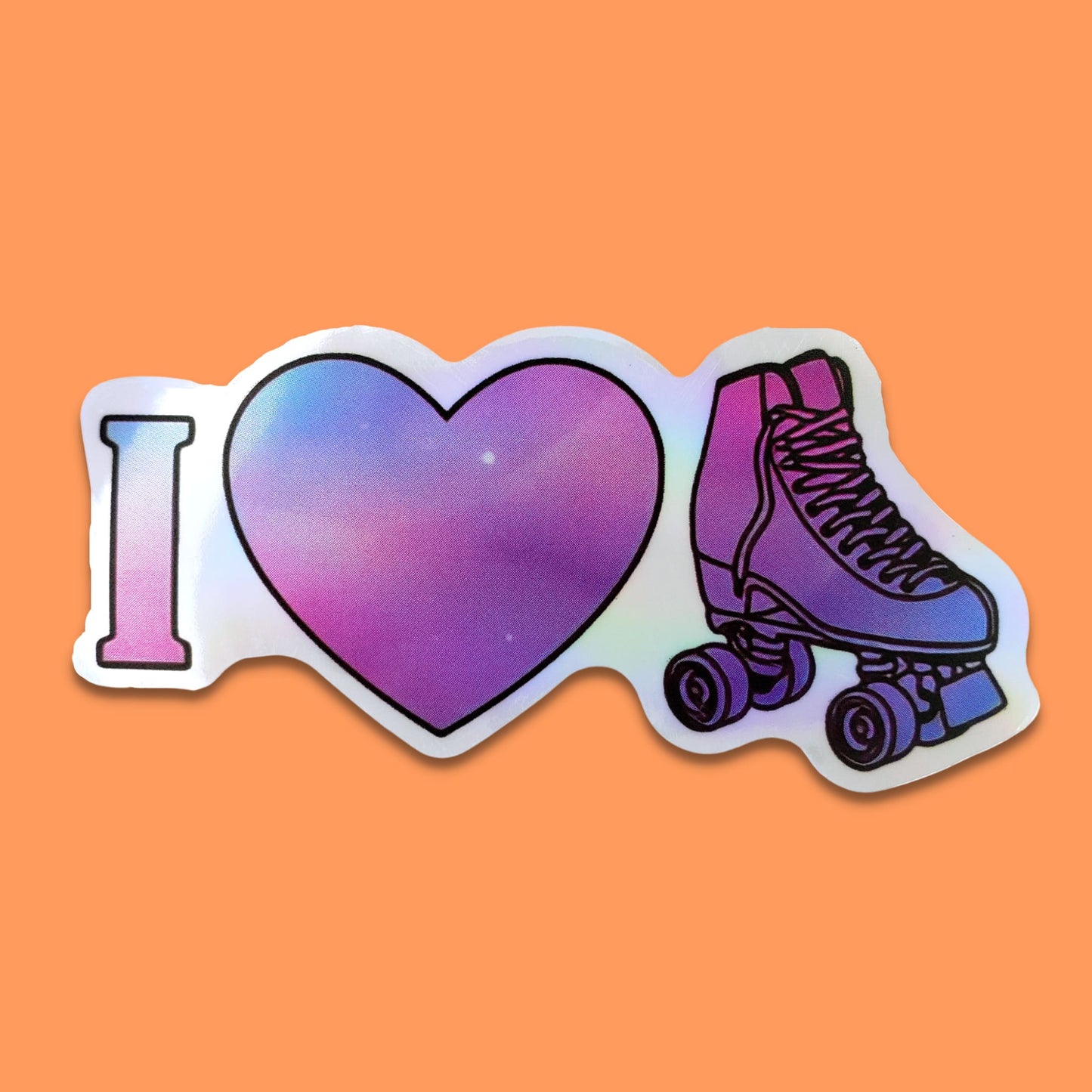 I Heart Roller Skate Waterproof Holographic Sticker from Confetti Kitty, Only 1.0