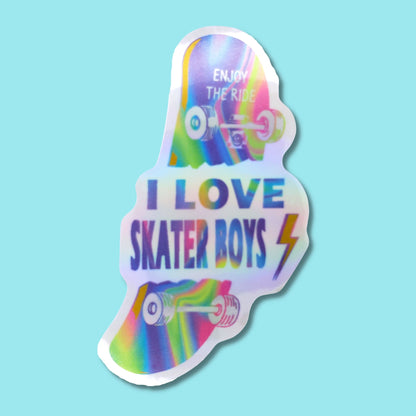 I Love Skater Boys Skateboard Waterproof Holographic Sticker from Confetti Kitty, Only 1.0