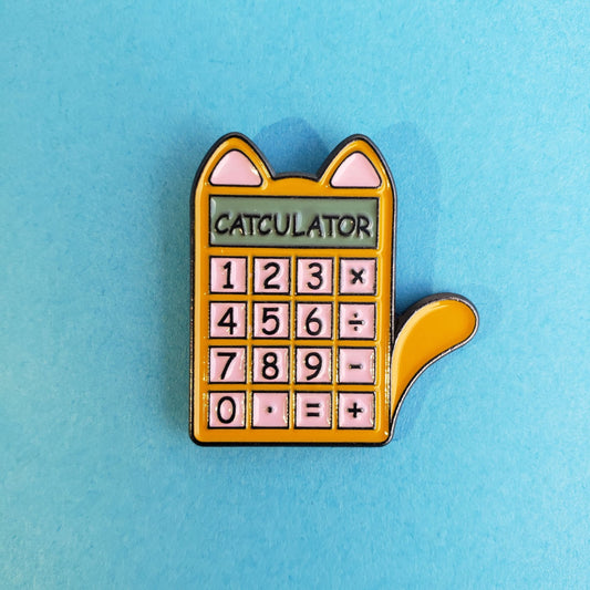 Catculator Enamel Pin from Confetti Kitty, Only 4.99