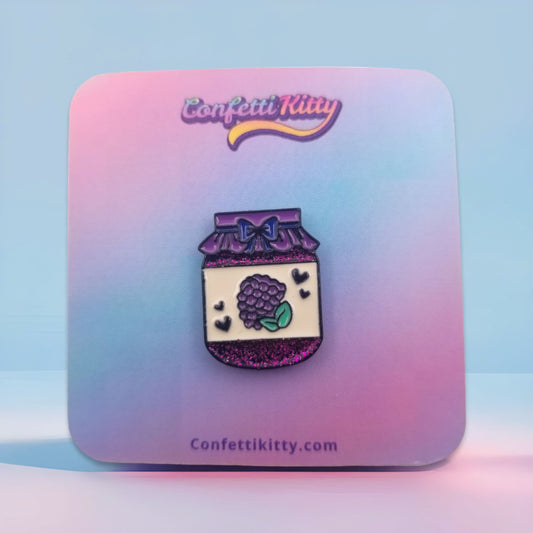 Glittery Purple Grape Jelly Jar Enamel Pin from Confetti Kitty, Only 4.99