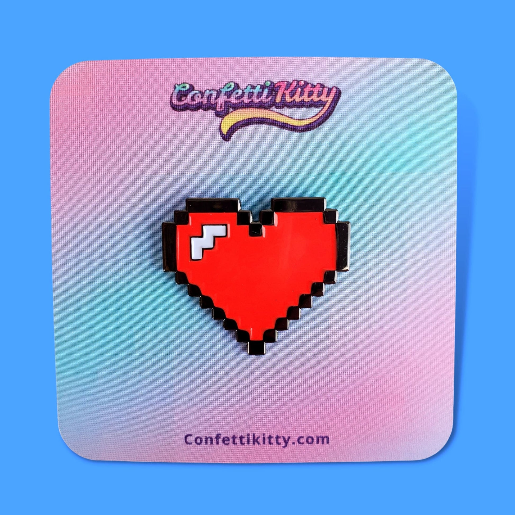 Pixel Heart Enamel Pin from Confetti Kitty, Only 7.99