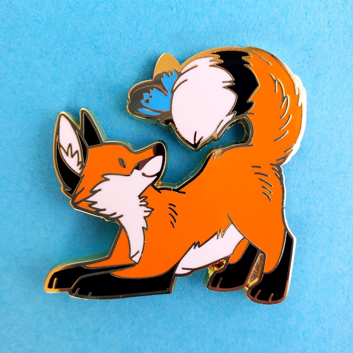 Playful Fox with Butterfly Friend Enamel Pin from Confetti Kitty, Only 14.99