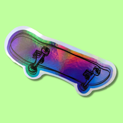 Rainbow Gradient Skateboard Waterproof Holographic Sticker from Confetti Kitty, Only 1.0