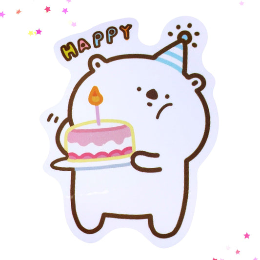 Birthday Bear Waterproof Sticker from Confetti Kitty, Only 1.00