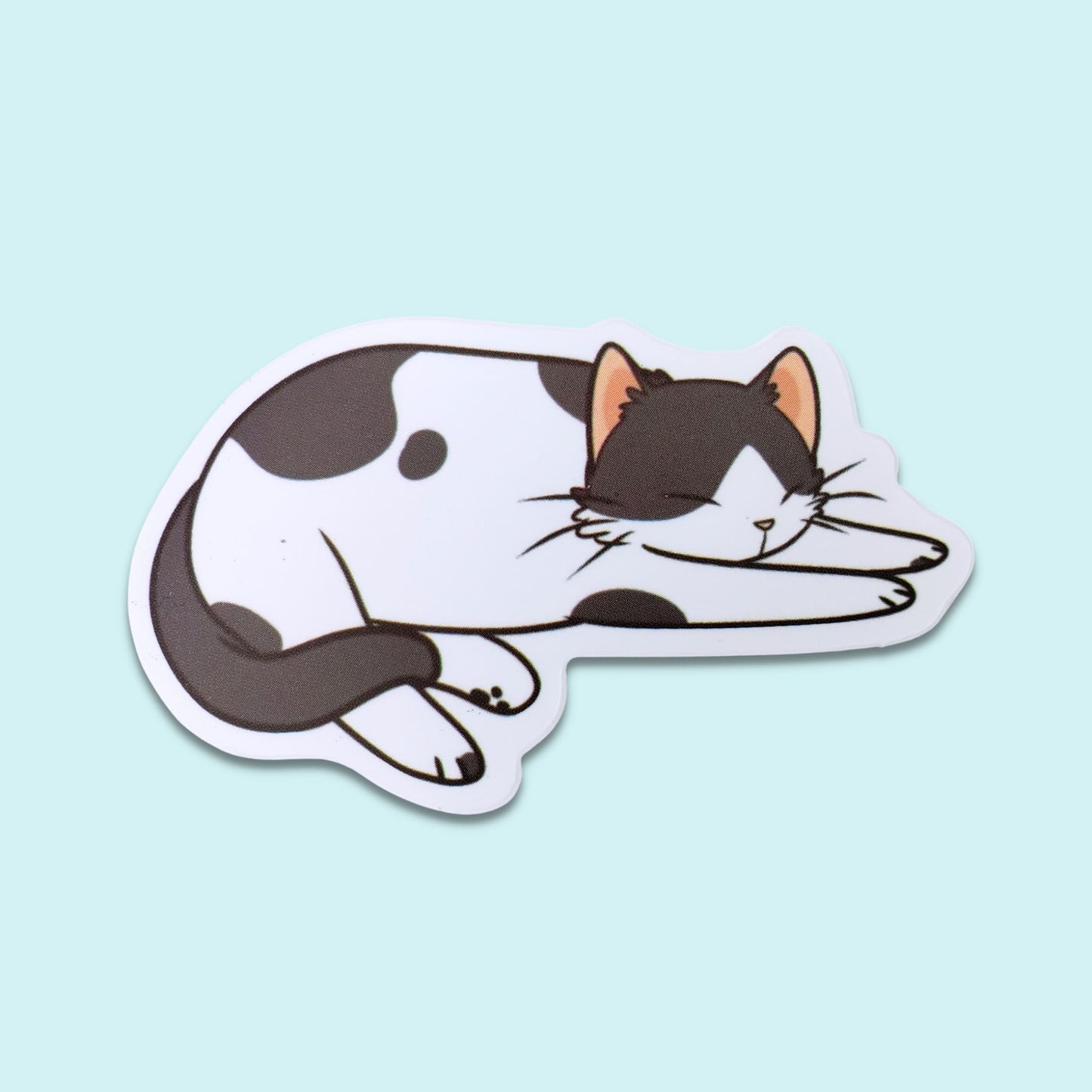 Black and White Cat Sleeping Waterproof Sticker | Cat Nap from Confetti Kitty, Only 1.00
