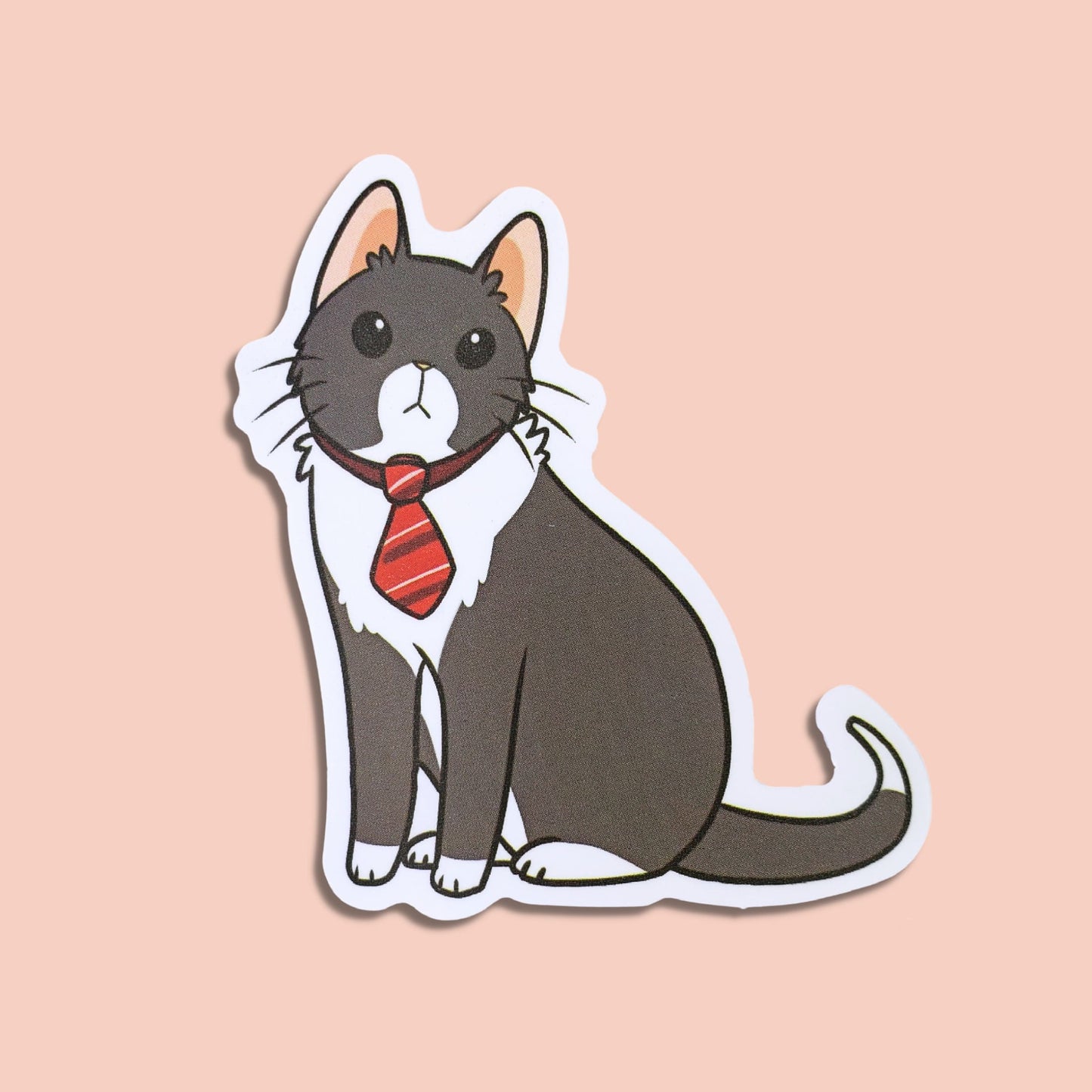 Black and White Cat in a Tie Waterproof Sticker | Cat Boss from Confetti Kitty, Only 1.00