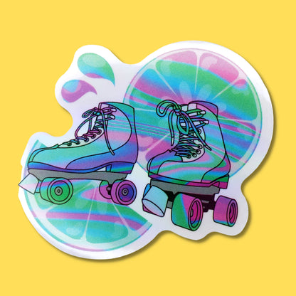 Blue Green Purple Juicy Fruit Roller Skates Waterproof Holographic Sticker from Confetti Kitty, Only 1.0