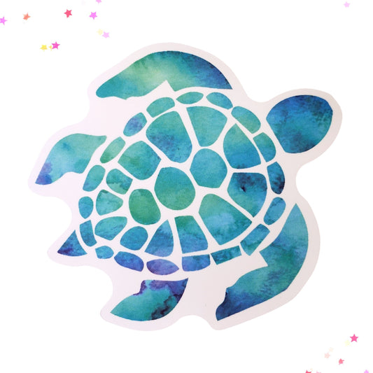 Blue Green Sea Turtle Waterproof Sticker from Confetti Kitty, Only 1.00
