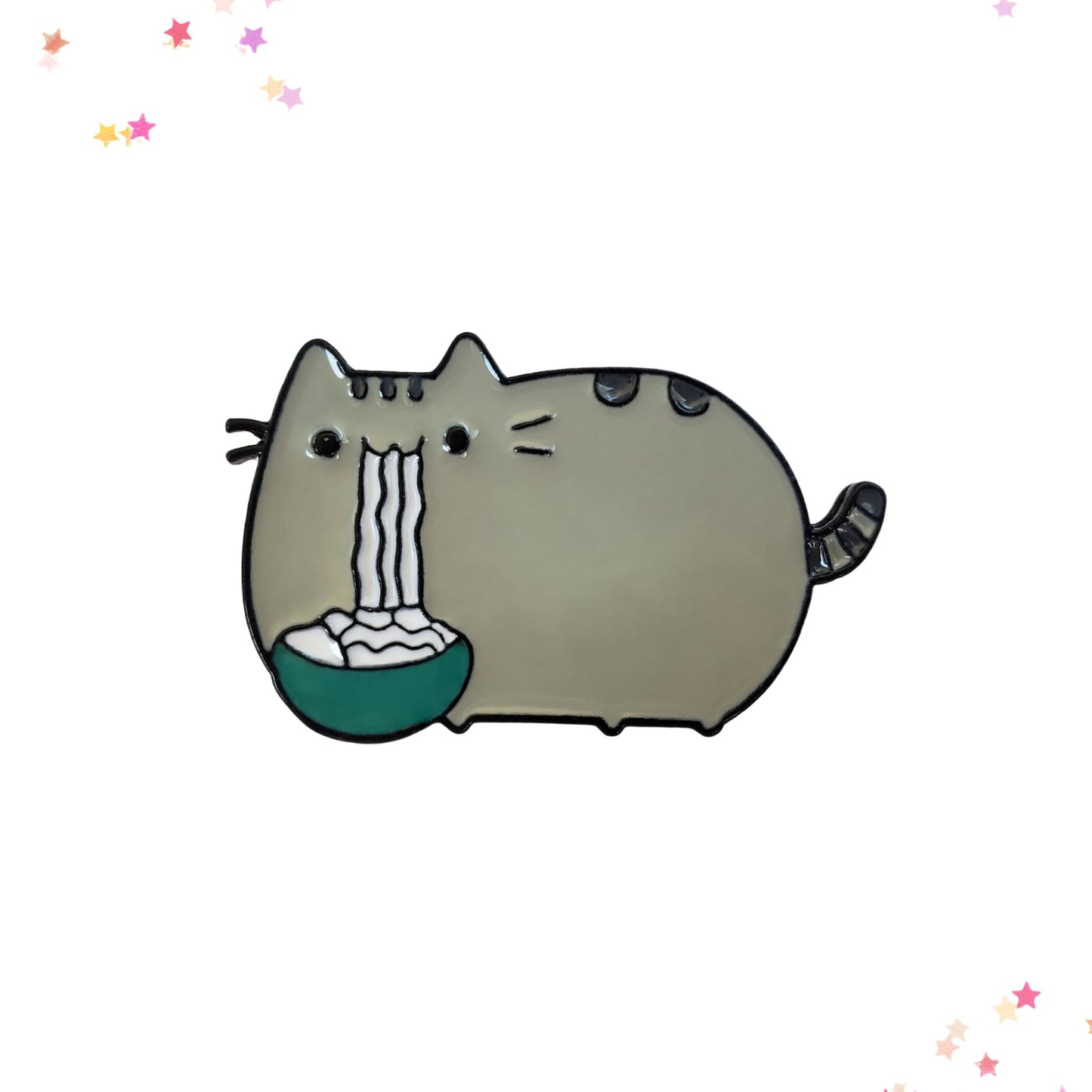 Nom Nom Noodles Grey Tabby Cat Enamel Pin from Confetti Kitty, Only 7.99