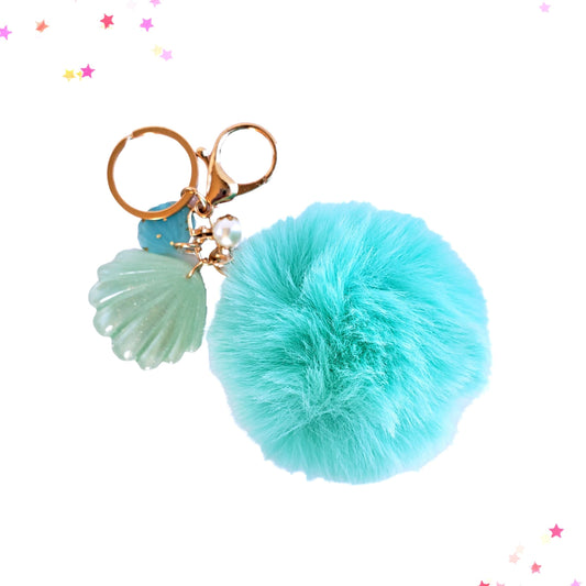 Blue Pom & Shell Bag Charm Keychain from Confetti Kitty, Only 7.99