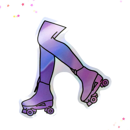 Blue Purple Skater Girl Waterproof Holographic Sticker from Confetti Kitty, Only 1.0