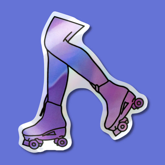 Blue Purple Skater Girl Waterproof Holographic Sticker from Confetti Kitty, Only 1.0
