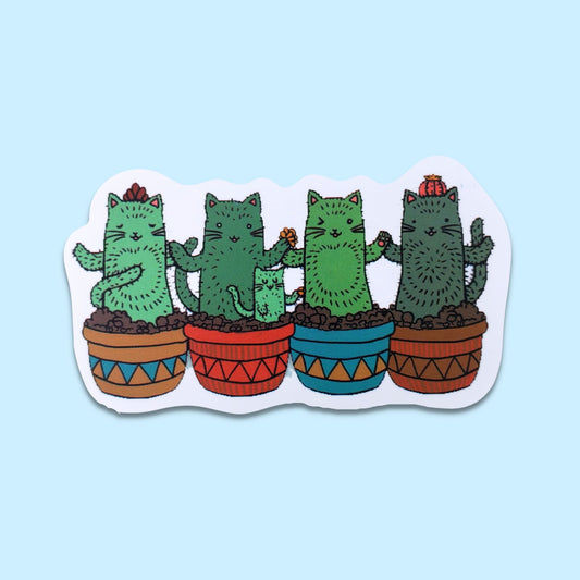 Cactus Cat Family Waterproof Sticker | Cat-tus Family from Confetti Kitty, Only 1.00