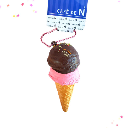 Cafe de N Chocolate and Strawberry Ice Cream Cone Squishy Bag Charm from Confetti Kitty, Only 7.99