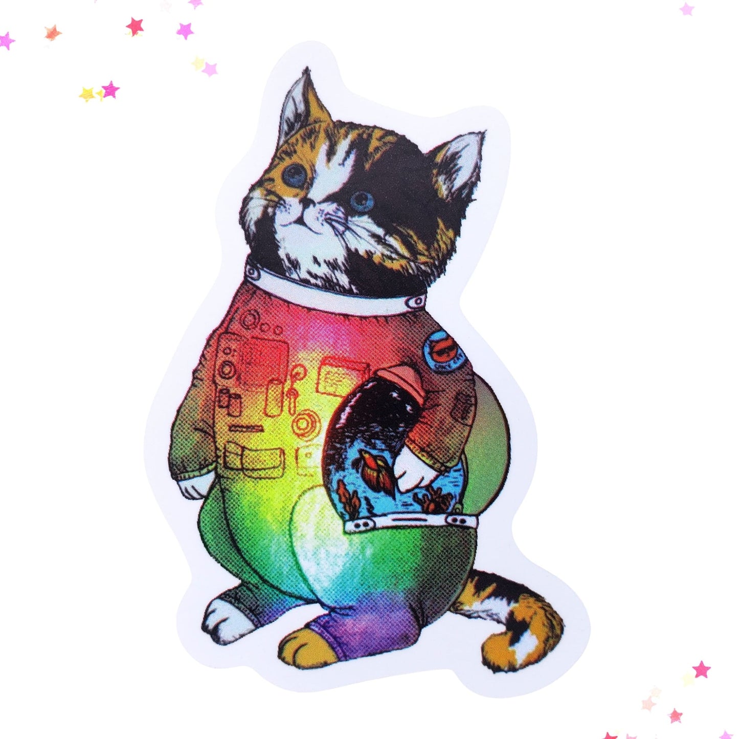 Calico Cat Astronaut Waterproof Sticker | Astro Cat from Confetti Kitty, Only 1.00