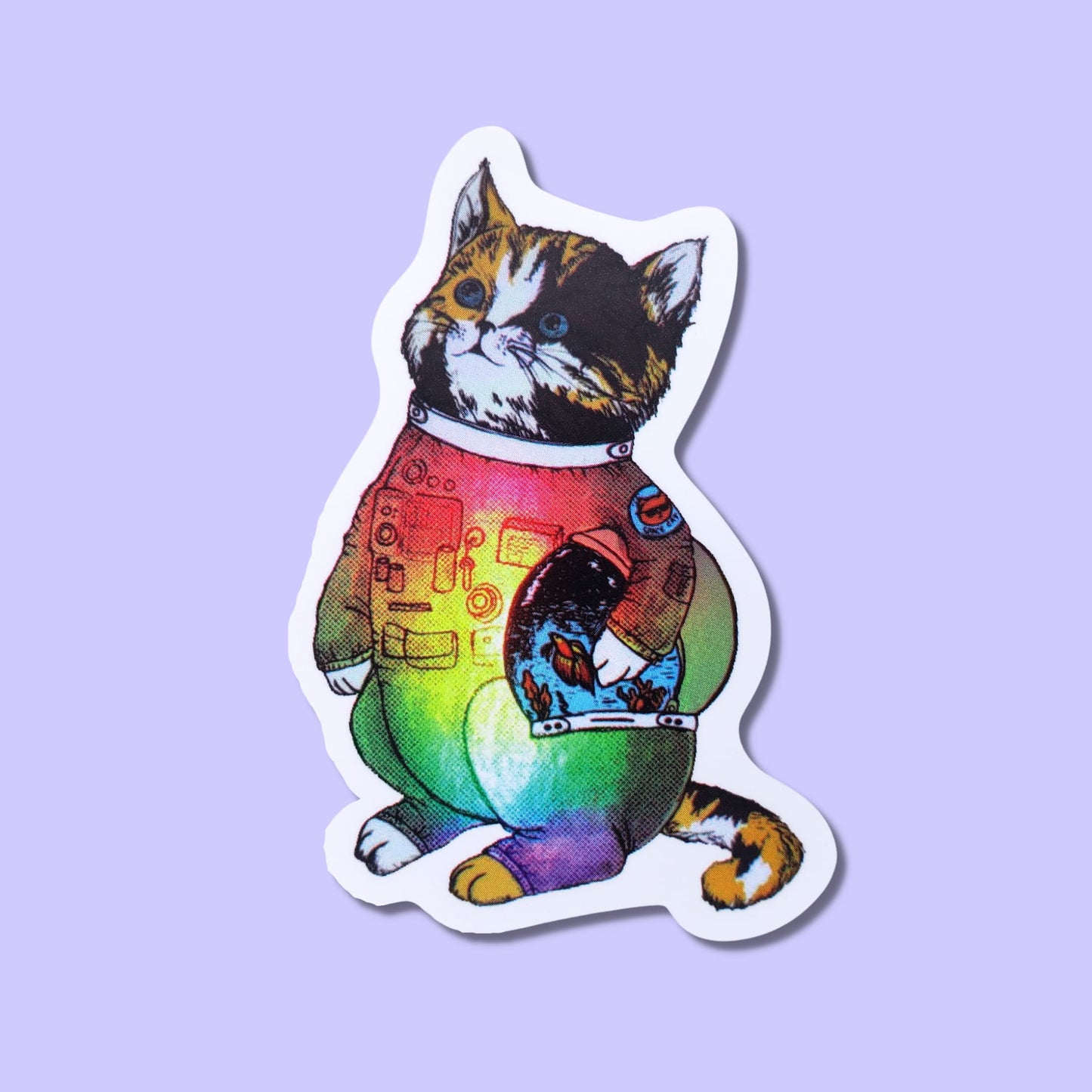 Calico Cat Astronaut Waterproof Sticker | Astro Cat from Confetti Kitty, Only 1.00