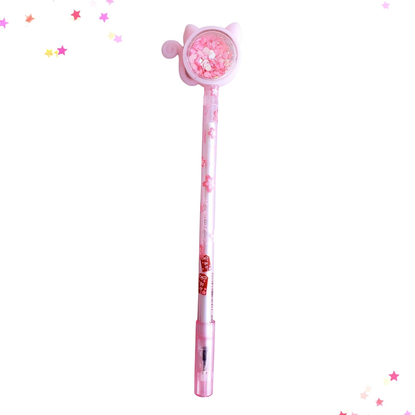 Cat-Shaped Sequin Shaker Gel Pen in Pink from Confetti Kitty, Only 2.99