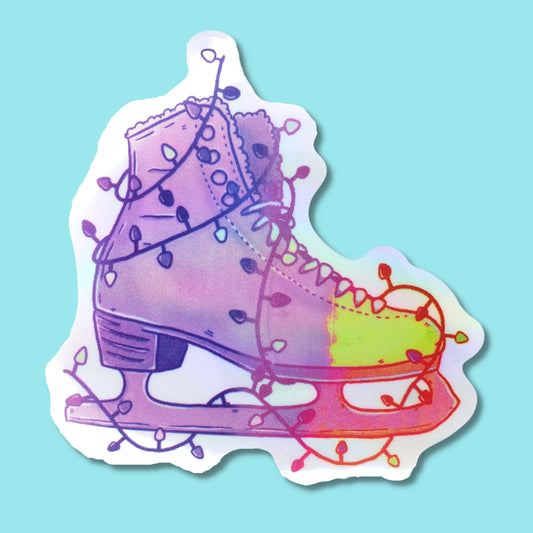 Christmas Lights Roller Skate Waterproof Holographic Sticker from Confetti Kitty, Only 1.0