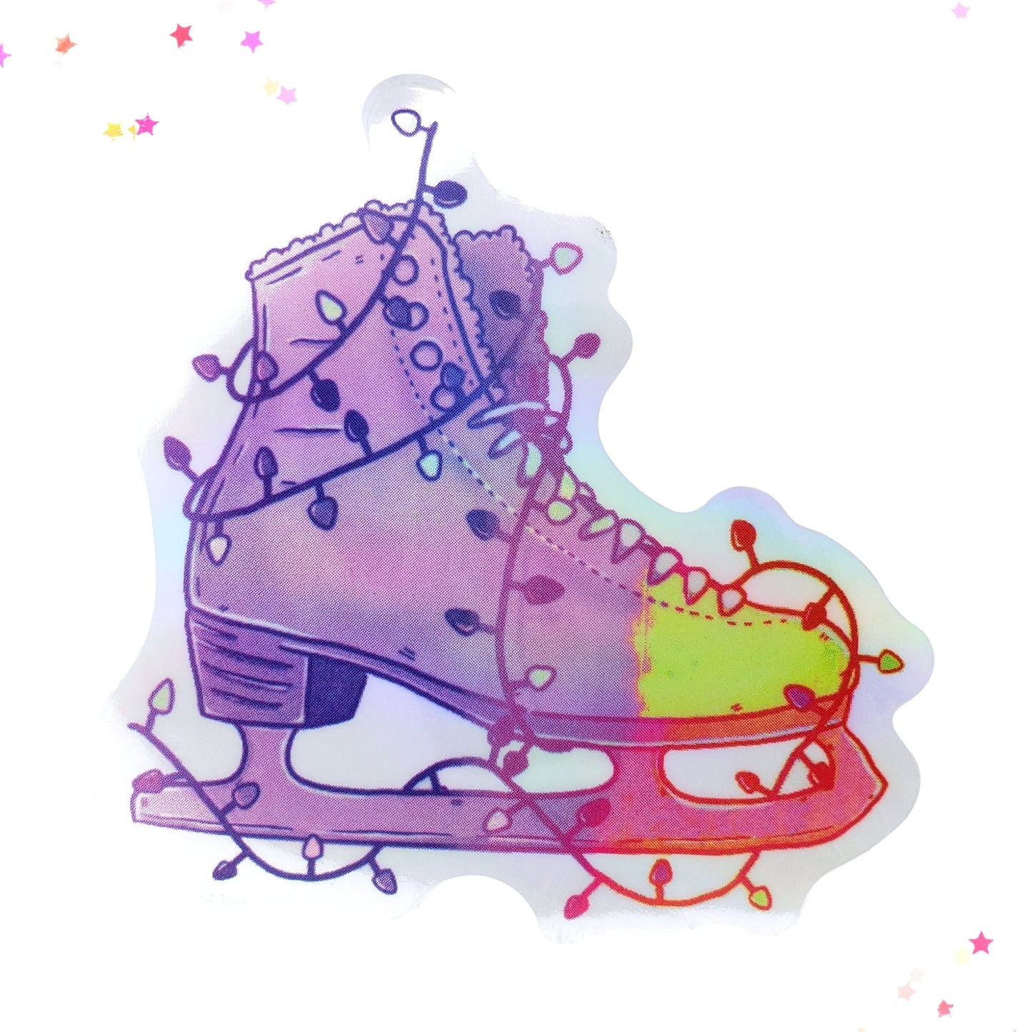 Christmas Lights Roller Skate Waterproof Holographic Sticker from Confetti Kitty, Only 1.0