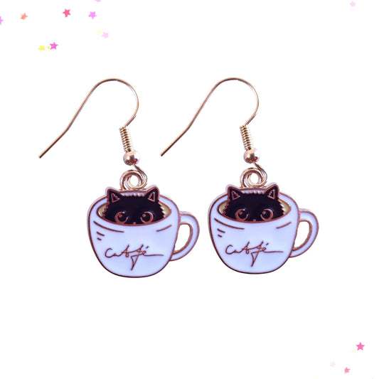 Coffee Cup Cat Earrings from Confetti Kitty, Only 4.99