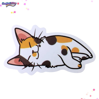 Conked Out Calico Waterproof Sticker from Confetti Kitty, Only 1.00