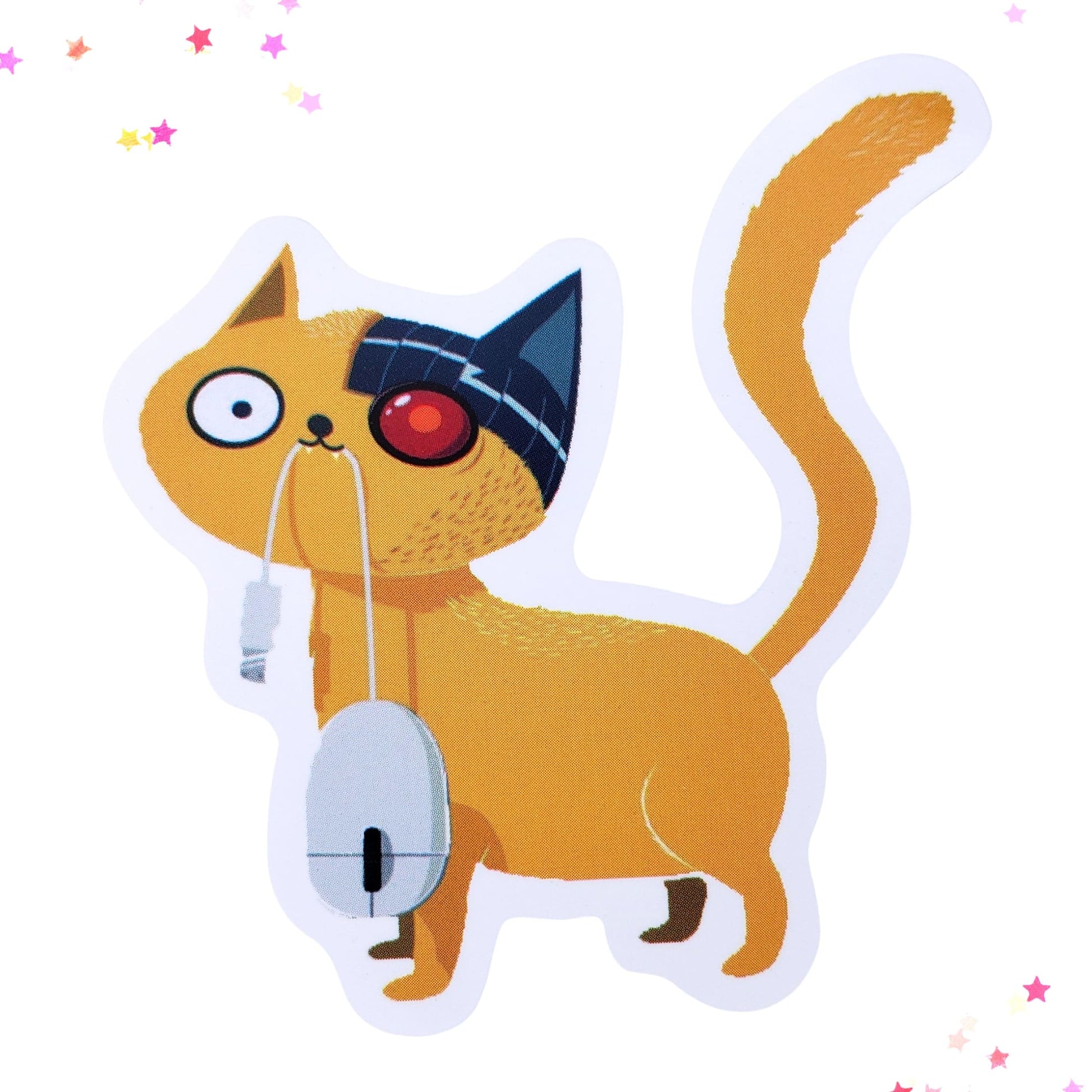 Cyborg Cat Waterproof Sticker from Confetti Kitty, Only 1.00