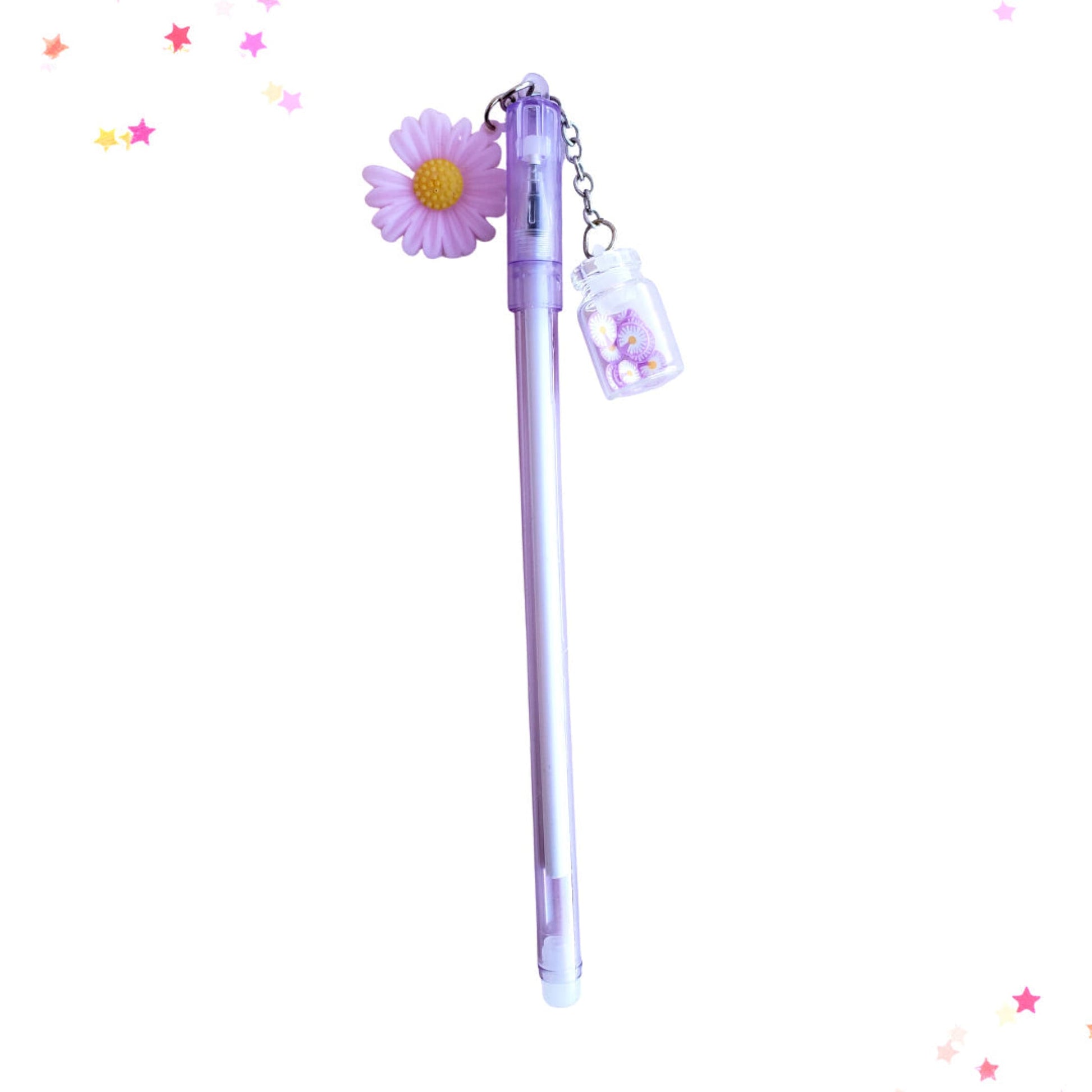 Daisy with Bottle Charm Gel Pen in Purple from Confetti Kitty, Only 2.99
