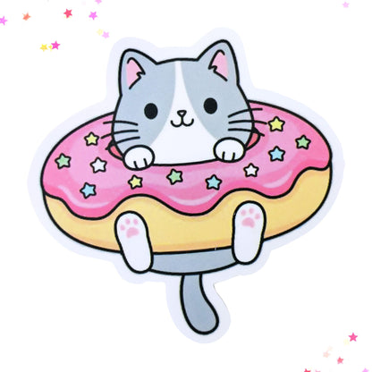 Donut Kitty Waterproof Sticker from Confetti Kitty, Only 1.00