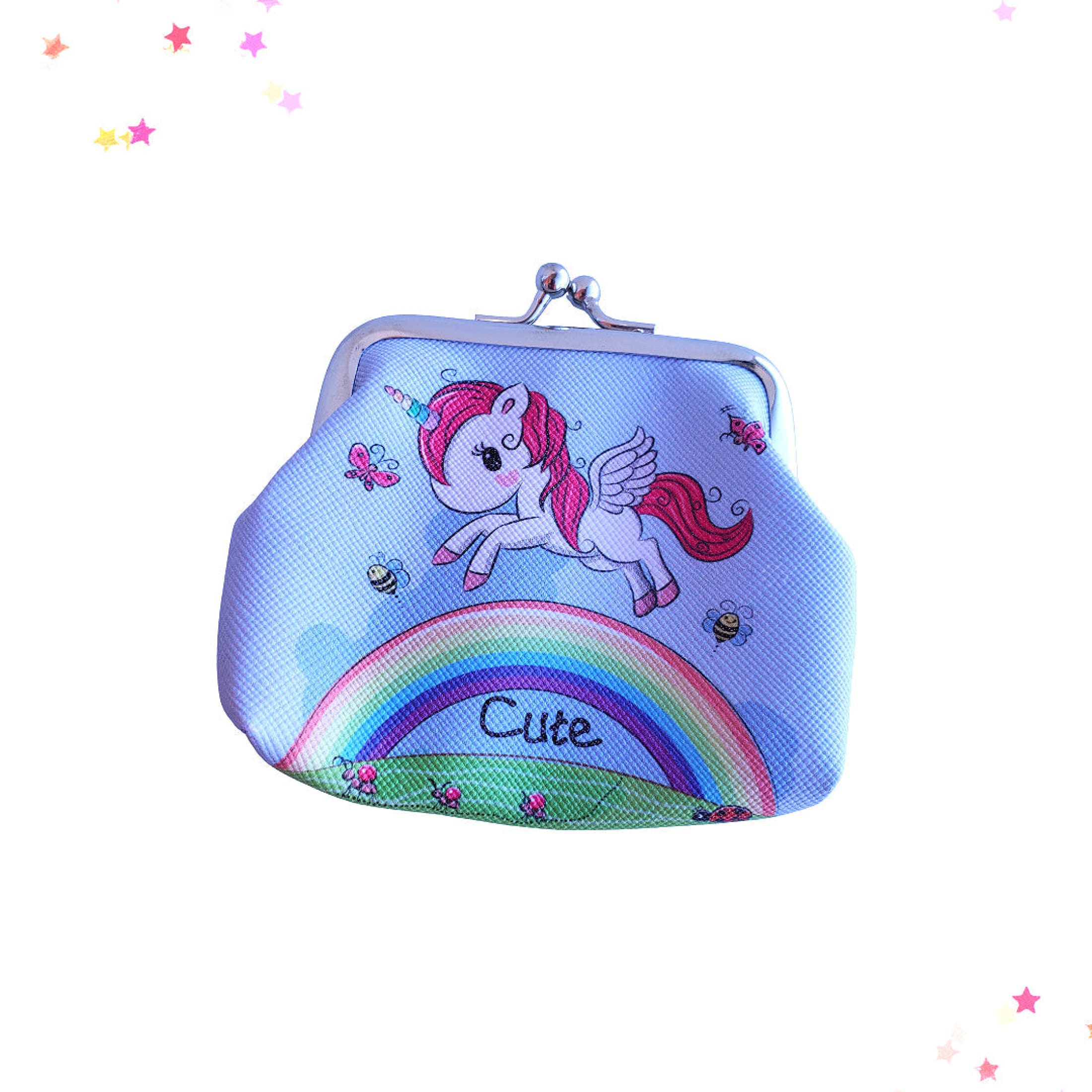 Over the Rainbow Unicorn Kiss Lock Coin Purse - Confetti Kitty