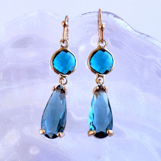 Faceted Blue & Green Rhinestone Drop Earrings from Confetti Kitty, Only 7.99