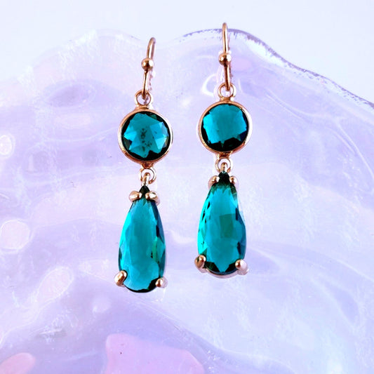 Faceted Green Rhinestone Drop Earrings from Confetti Kitty, Only 7.99