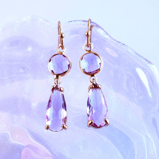 Faceted Lilac Rhinestone Drop Earrings from Confetti Kitty, Only 7.99