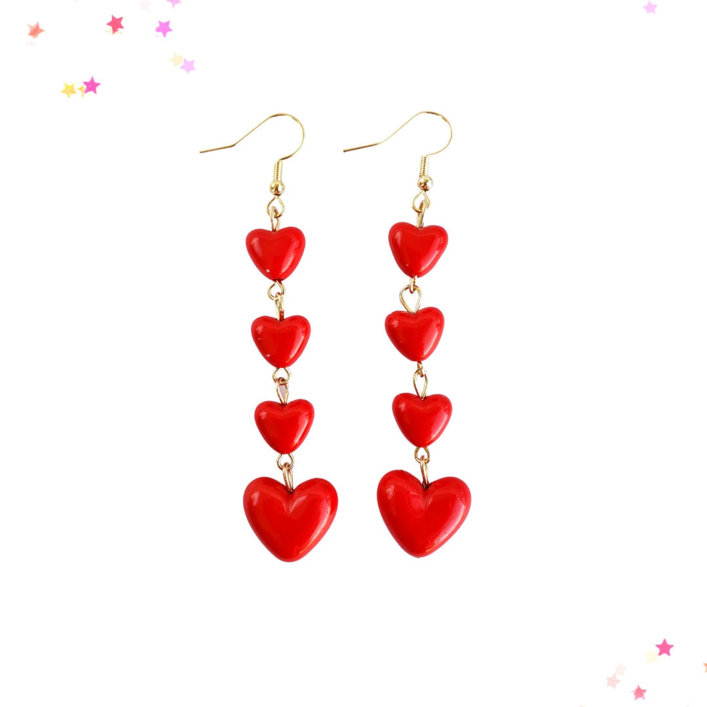 Falling in Love Red Heart Dangle Earrings from Confetti Kitty, Only 4.99