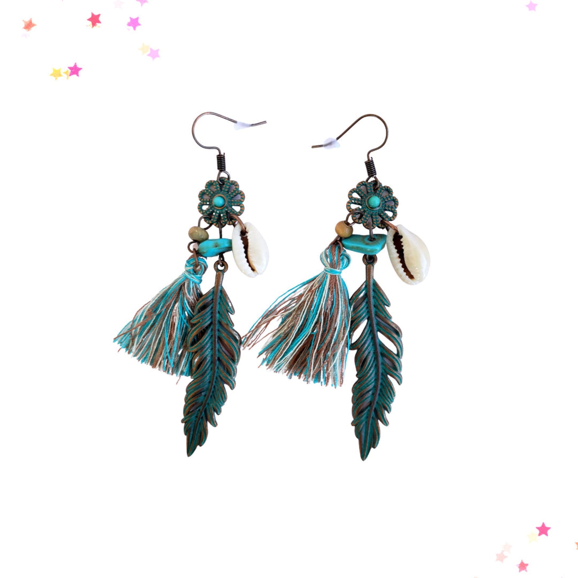 Feather and Seashell Tassel Earrings from Confetti Kitty, Only 7.99