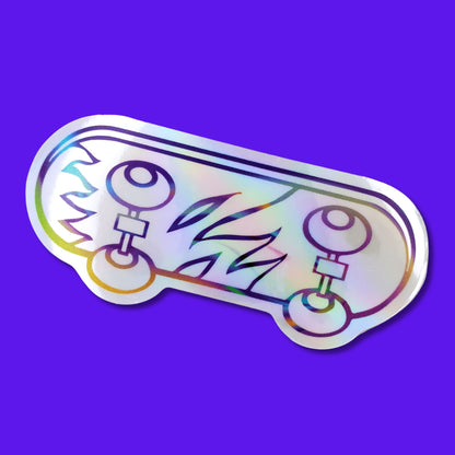 Flames Outline Skateboard Waterproof Holographic Sticker from Confetti Kitty, Only 1.0