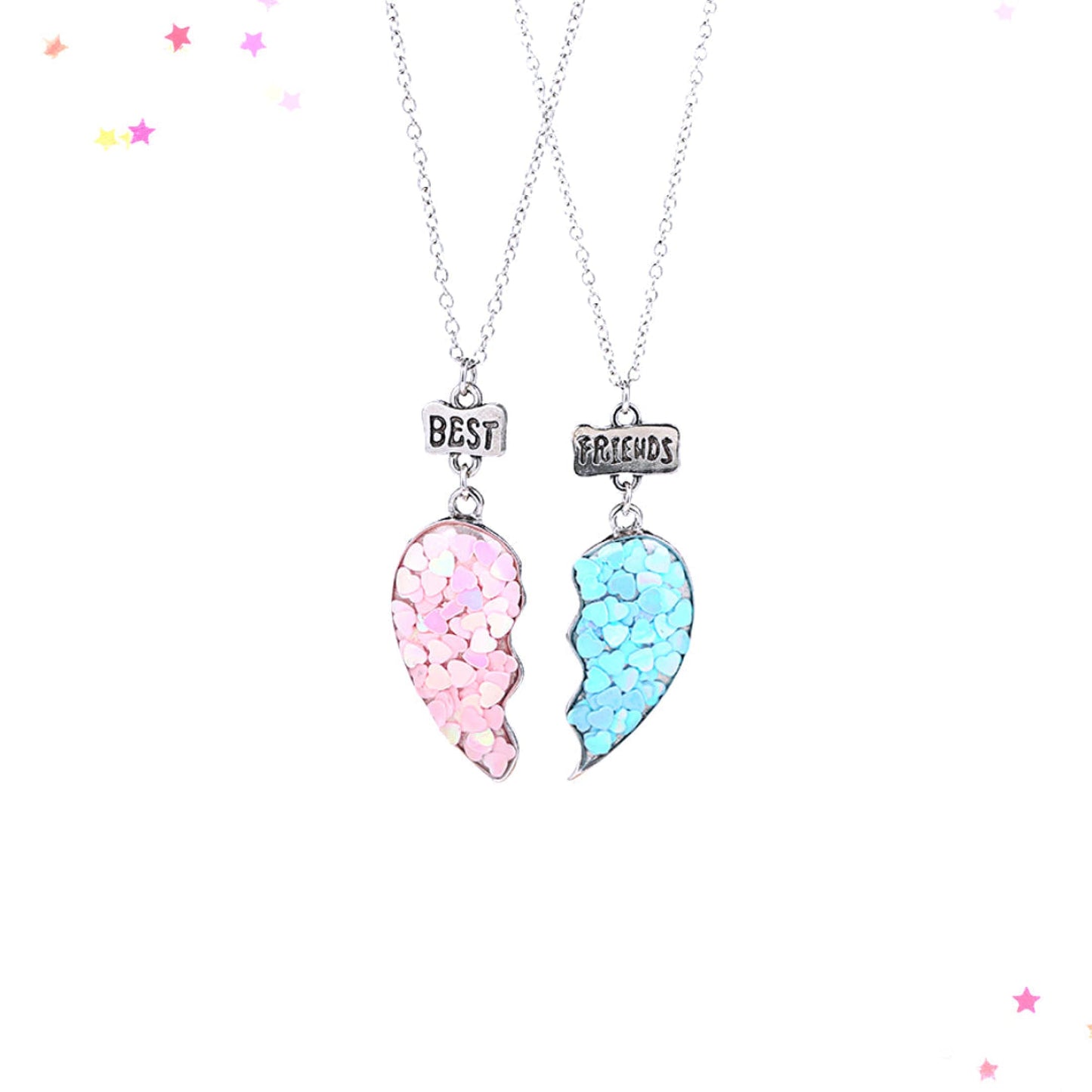 Best Friends Sequin Heart Necklace Set from Confetti Kitty, Only 12.99