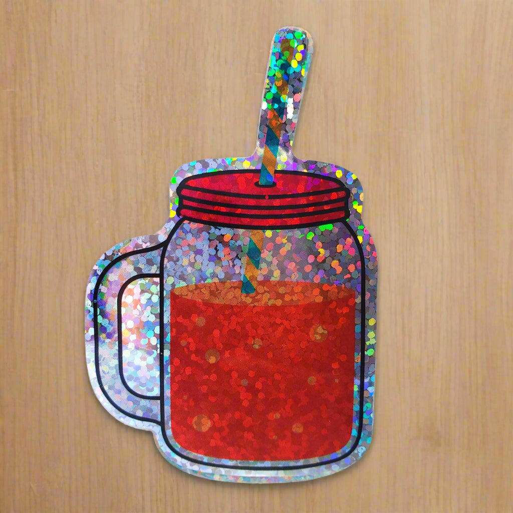 Holographic Glitter Mason Jar Drink from Confetti Kitty