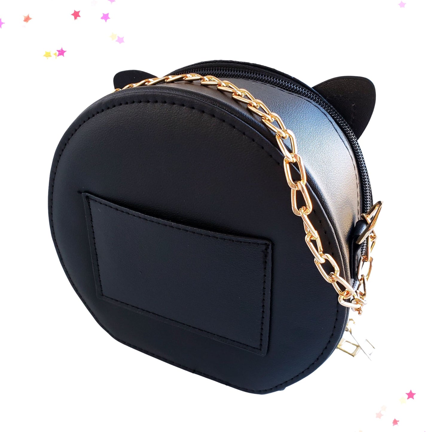 Glittery Black and Gold Cat Face Mini Bag from Confetti Kitty, Only 24.99