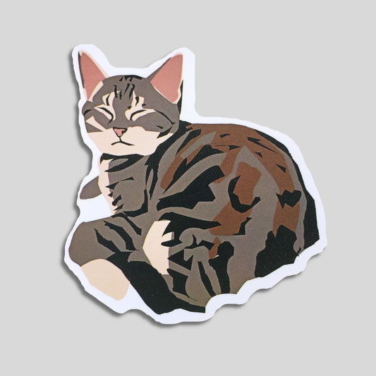 Gray Brown Tabby Cat Waterproof Sticker | Abstract Cat from Confetti Kitty, Only 1.00