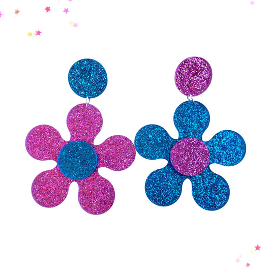 Groovy Mismatched Sparkly Flower Acrylic Earrings from Confetti Kitty, Only 7.99