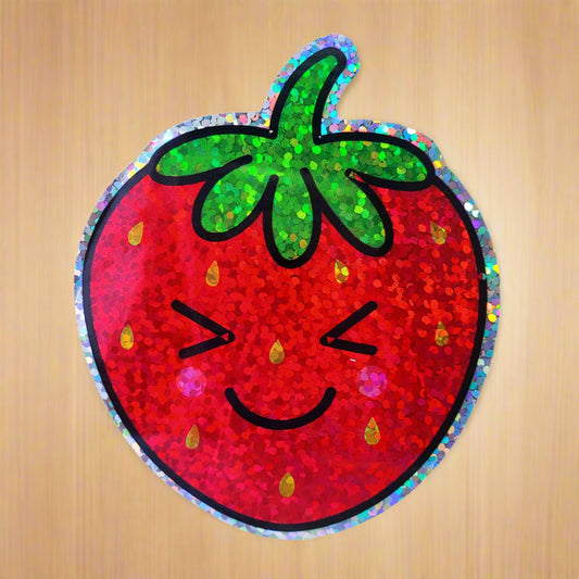 Holographic Glitter Kawaii Strawberry