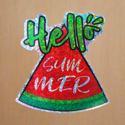 Holographic Glitter Hello Summer Watermelon