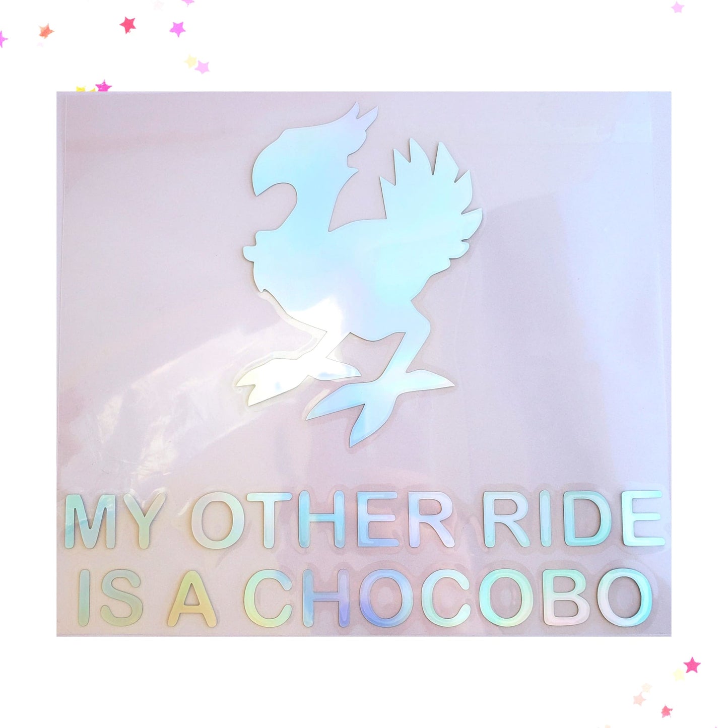 Holographic My Other Ride is a Chocobo Car Decal from Confetti Kitty, Only 7.99