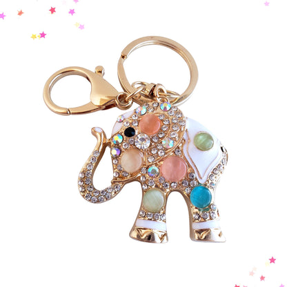 Iridescent and Colorful Cat's Eye Jeweled Elephant Keychain Bag Charm from Confetti Kitty, Only 12.99